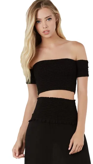 Short & Sweet Off Shoulder Crop Black