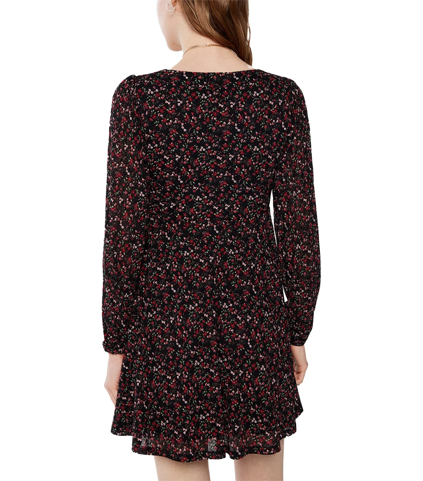 Short Flower Print Dress Black