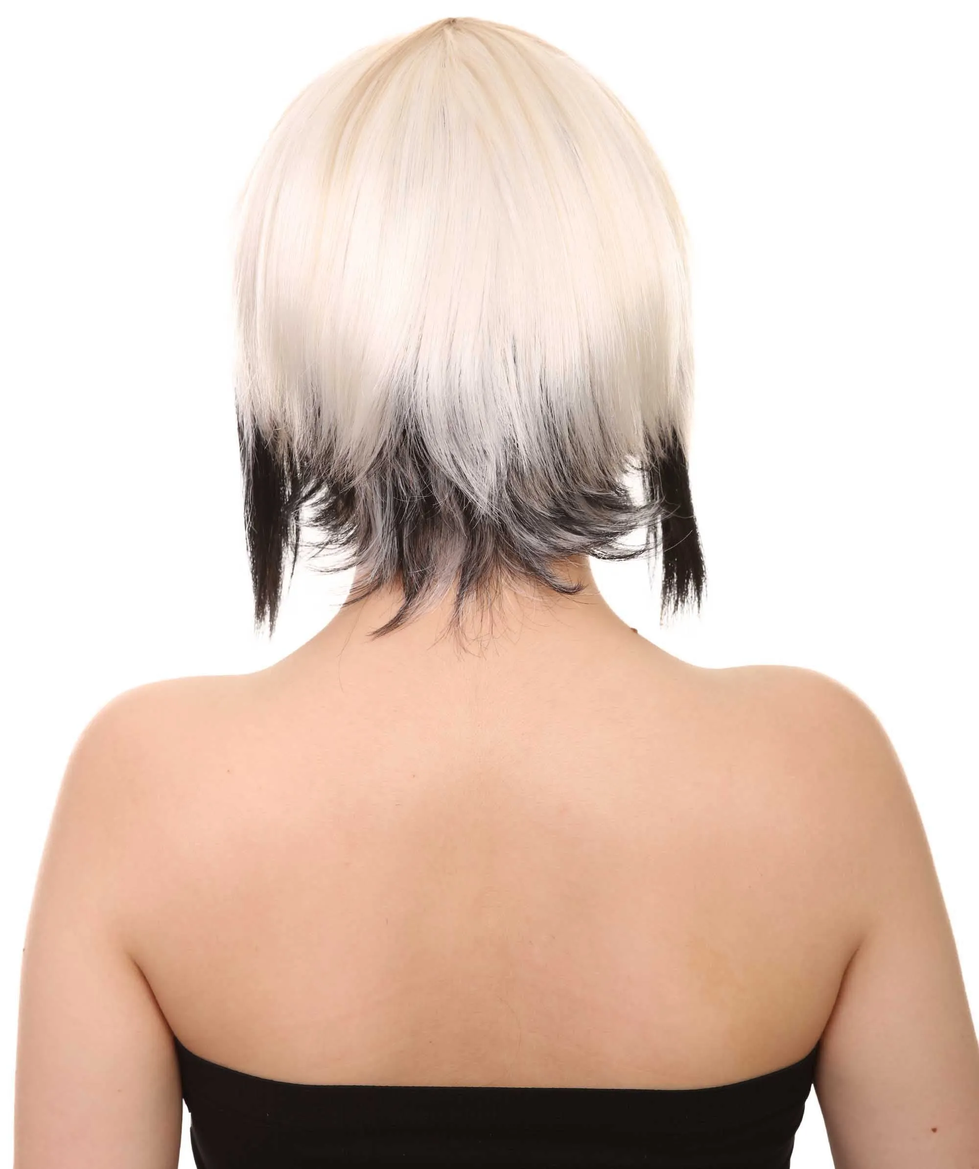 Short Mix Color Womens Wig | White Black Bob Wig | Premium Breathable Capless Cap