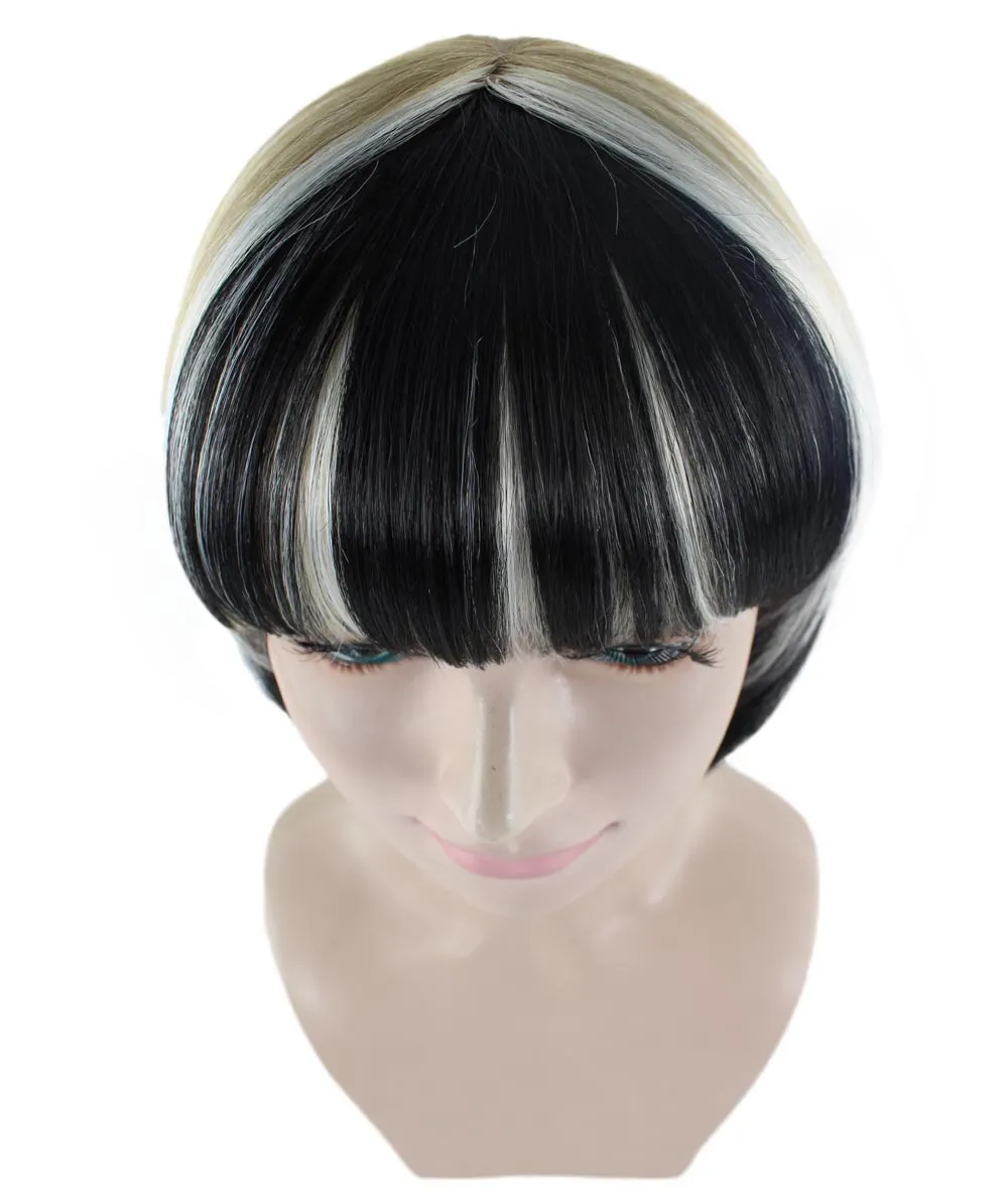 Short Mix Color Womens Wig | White Black Bob Wig | Premium Breathable Capless Cap