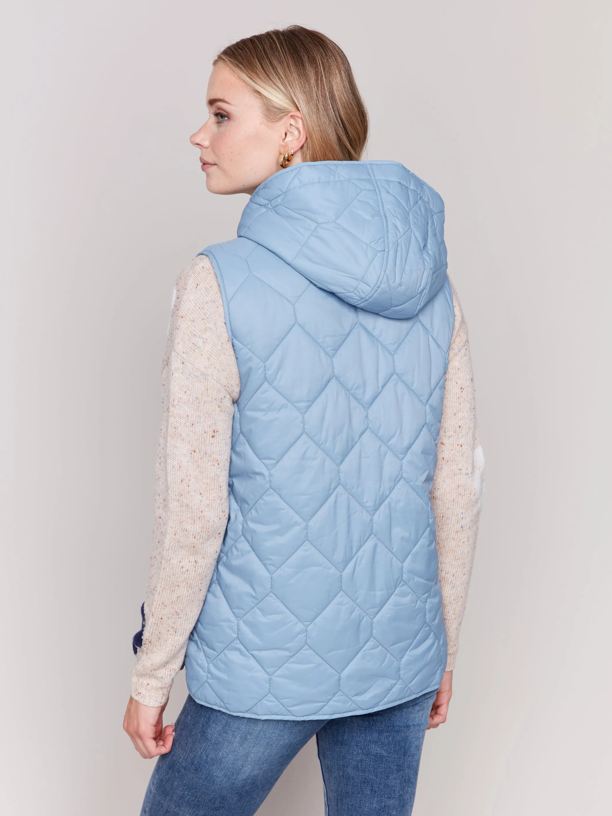 Short Quilted Puffer Vest Frost by Charlie B