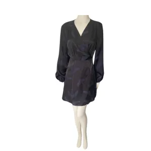 Short  Satin Wrap Dress Black SIZE 14