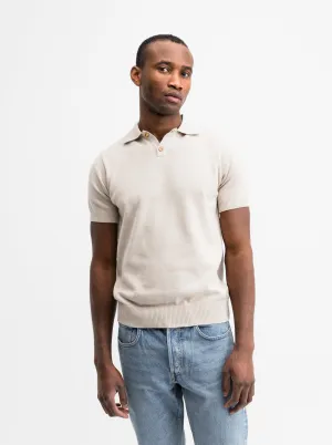 Short Sleeve Knit polo Light Beige