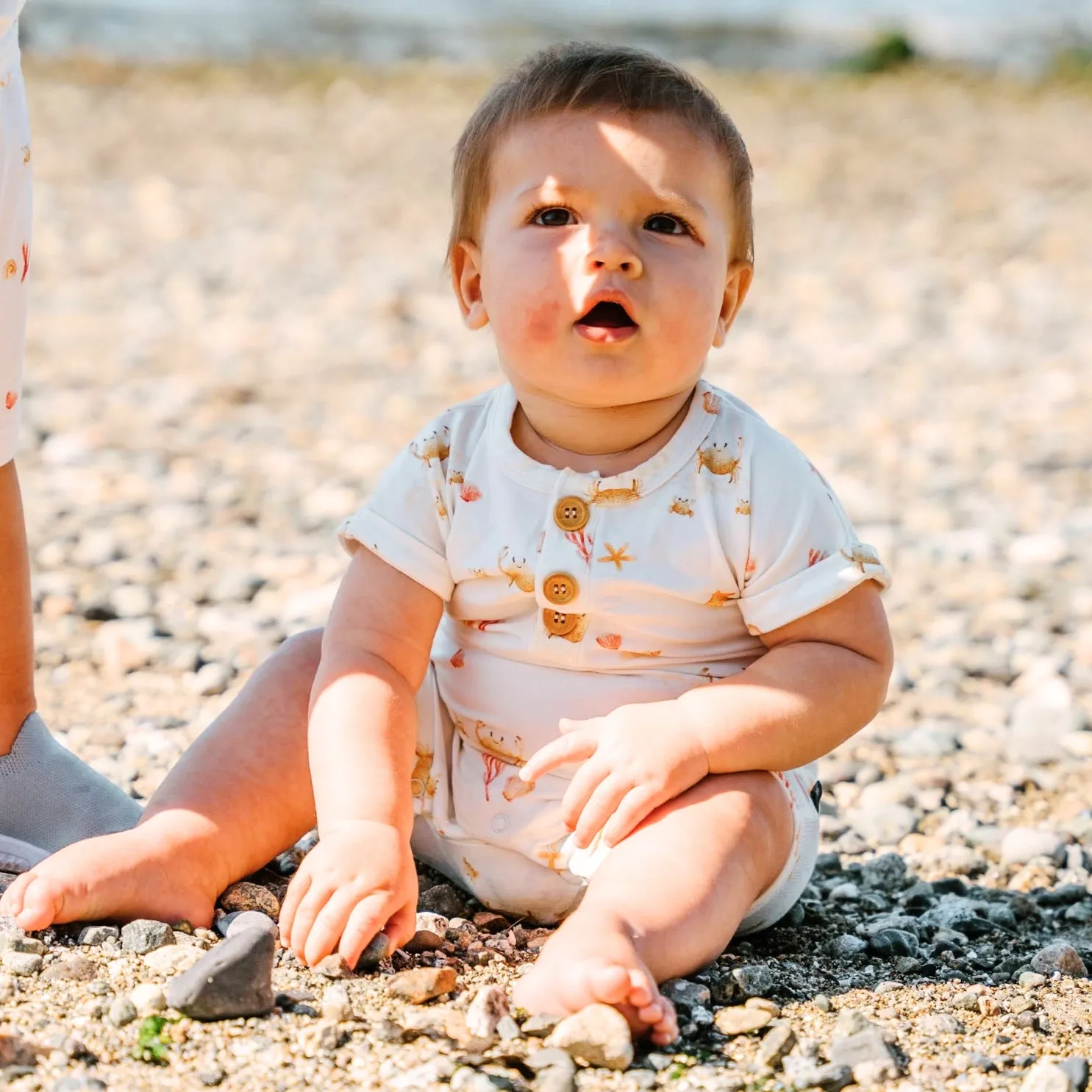 Short Sleeve Shortall Romper - Seaside