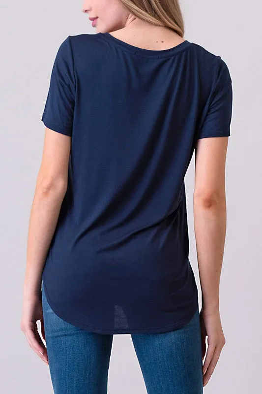 SHORT SLEEVE V-NECK TEE (NAVY)