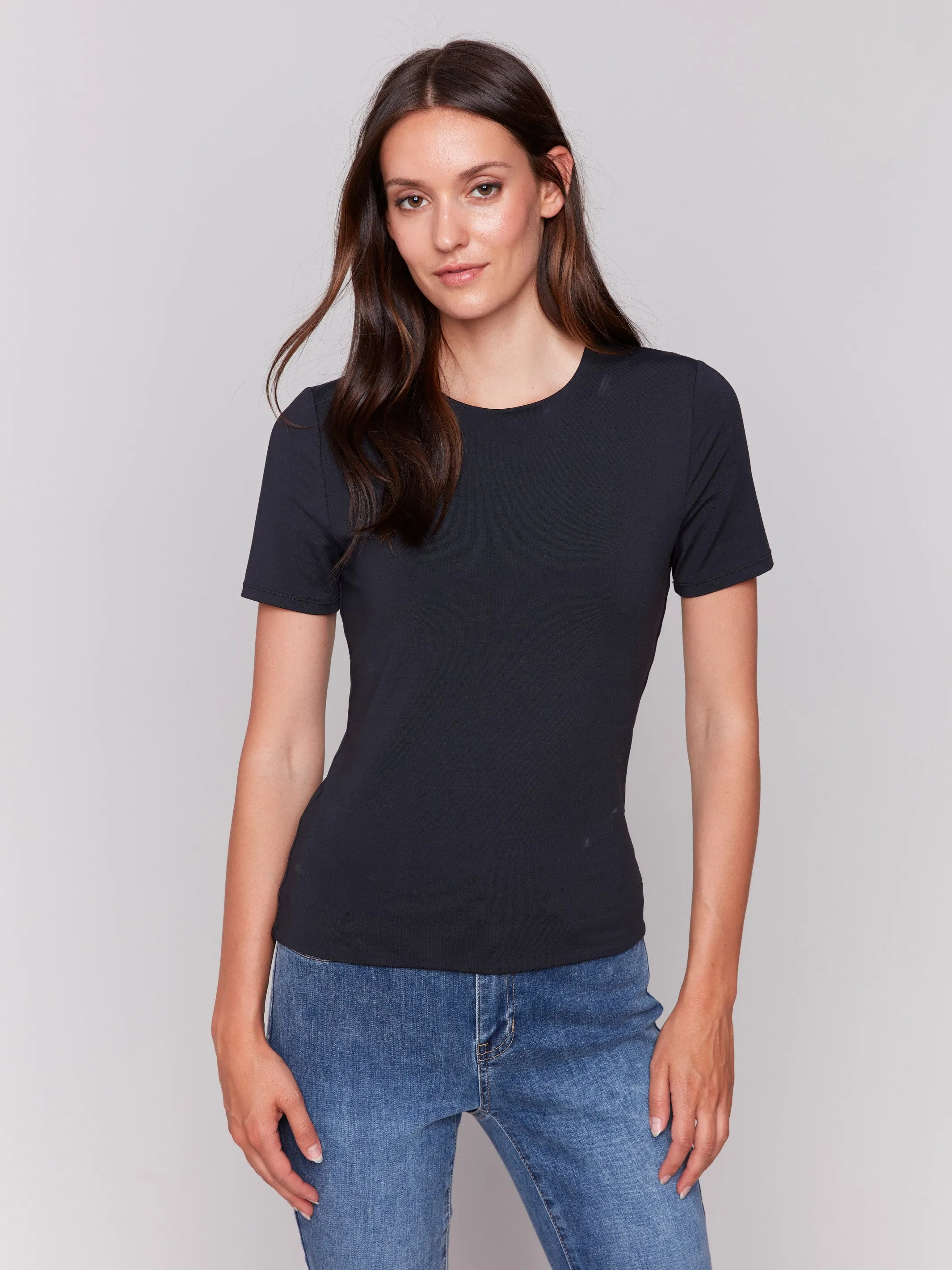 Short-Sleeved Super Stretch Top - Black