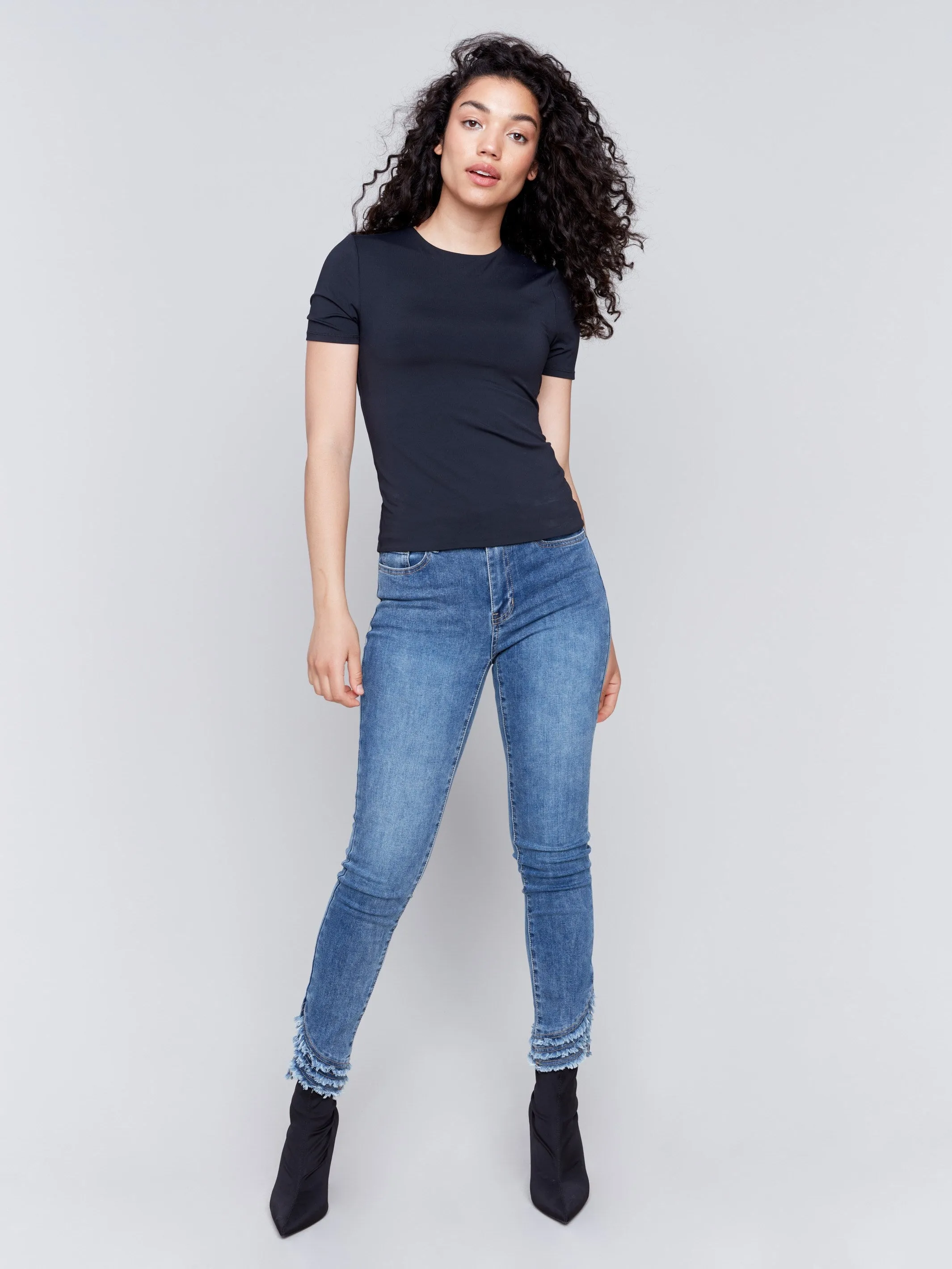 Short-Sleeved Super Stretch Top - Black