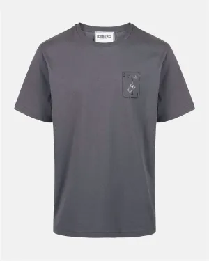 Short-sleeved T-shirt with prints and embroidery (Grey) - I24F02063278784