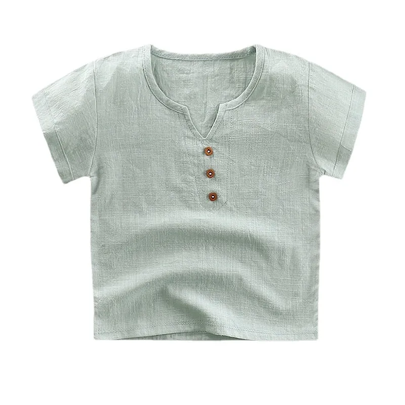 Short Sleeves Casual Buttoned V-Neck T-Shirts