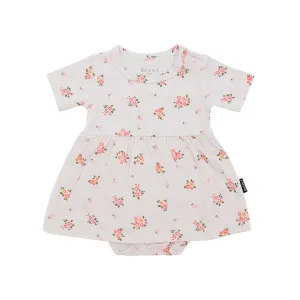 Short Sleeves Skirted Onesie - Blushing Blossom