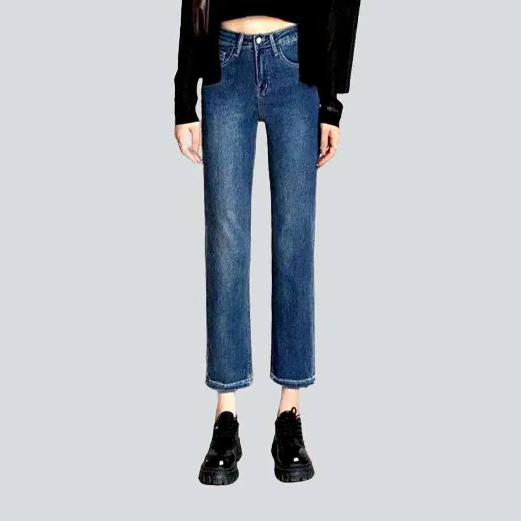 Short women's high-waist jeans