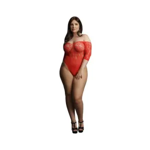 Shots Le Desir Presents Rhinestone Off-shoulder Bodysuit Osx Red