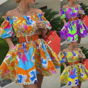 Shoulder-Bare Bliss Vibrant Summer Dress - Culture Heaven Special