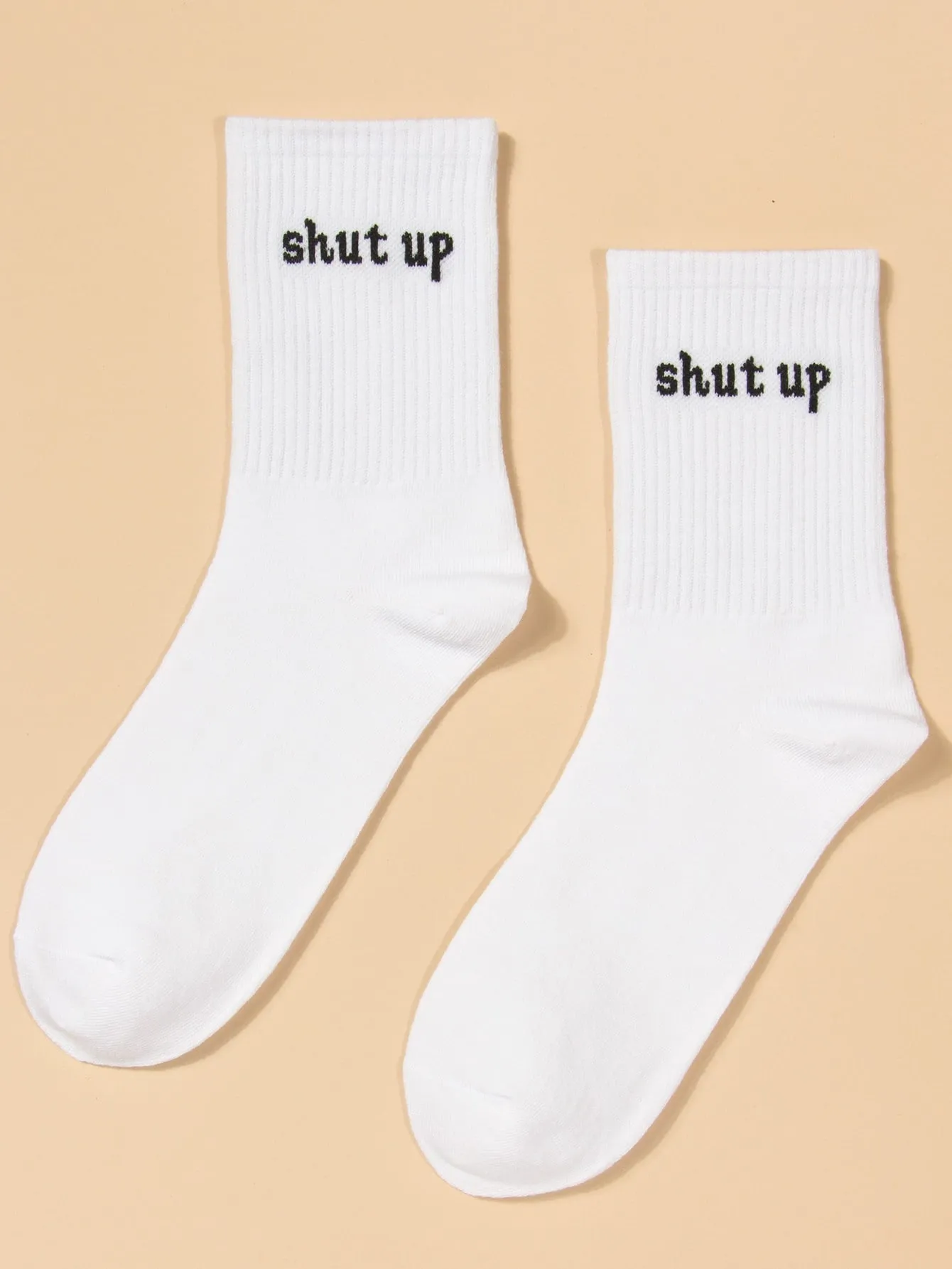 Shut Up White Crew Socks for Women Fun Socks Funky Socks Novelty Socks