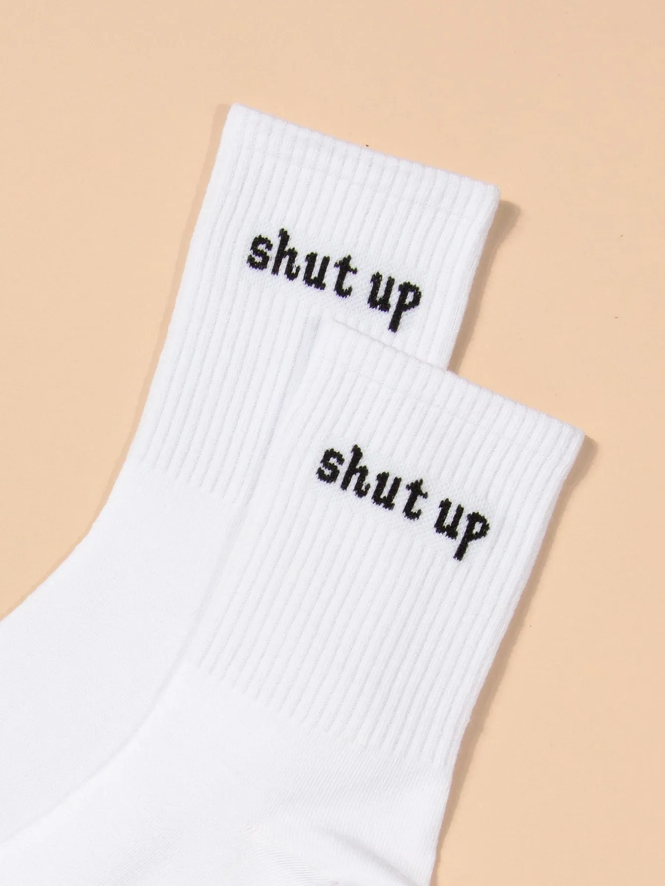 Shut Up White Crew Socks for Women Fun Socks Funky Socks Novelty Socks