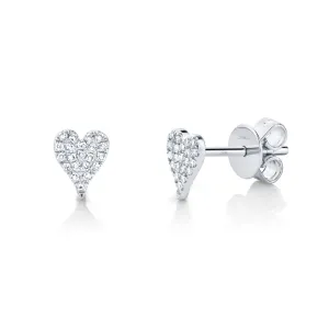 Shy Creation .10ctw Diamond Pave Heart Earrings