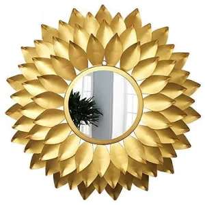 Siabak Creativo Metal Modern Design & Handmade Mirror Waterproof Durable Wall Mirror for Home Office & Bathroom (Sunflower)