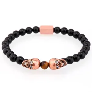 Siameez Skullies Black Star Sapphire Beaded Bracelet