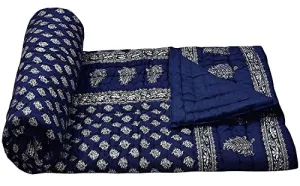 SIBLEY Cotton Single Bed Jaipuri Razai Jaipuri Blanket Ac Quilt for Winter Soft Light Weight Rajasthani Traditional Cotton Razai (55 x 85 inch) - Blue