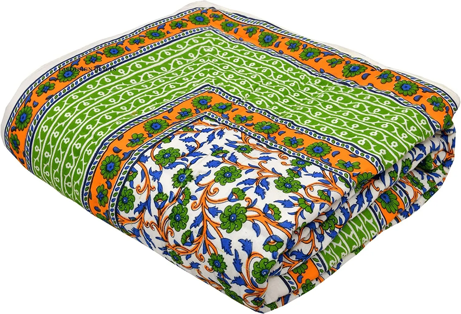 SIBLEY Cotton Single Bed Jaipuri Razai Jaipuri Blanket Ac Quilt for Winter Soft Light Weight Rajasthani Traditional Cotton Razai (55 x 85 inch) (Green) - Reversible