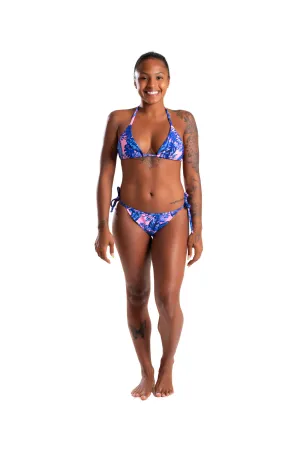 Side String Bikini, Purple Leaves