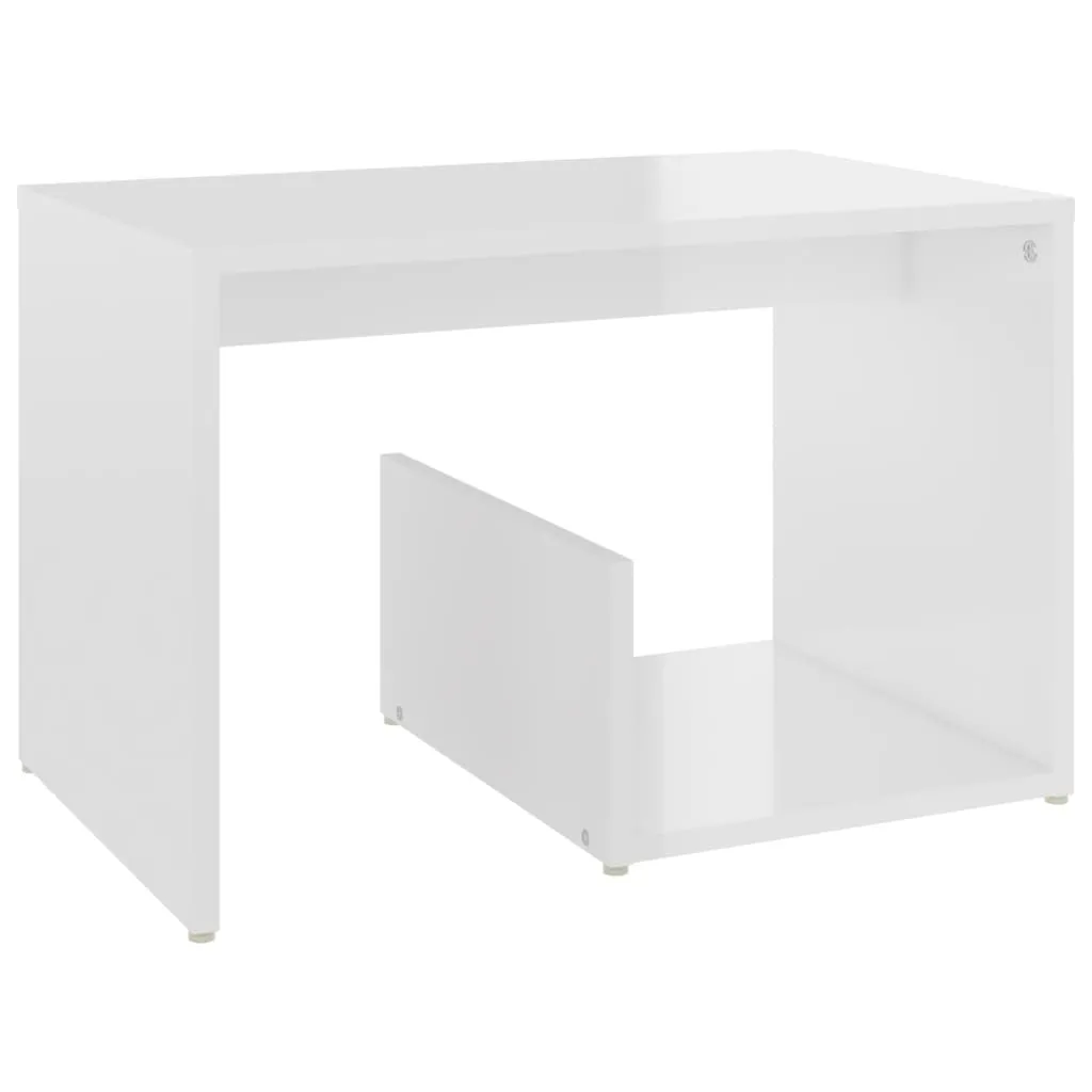 Side Table High Gloss White 59x36x38 cm Engineered Wood