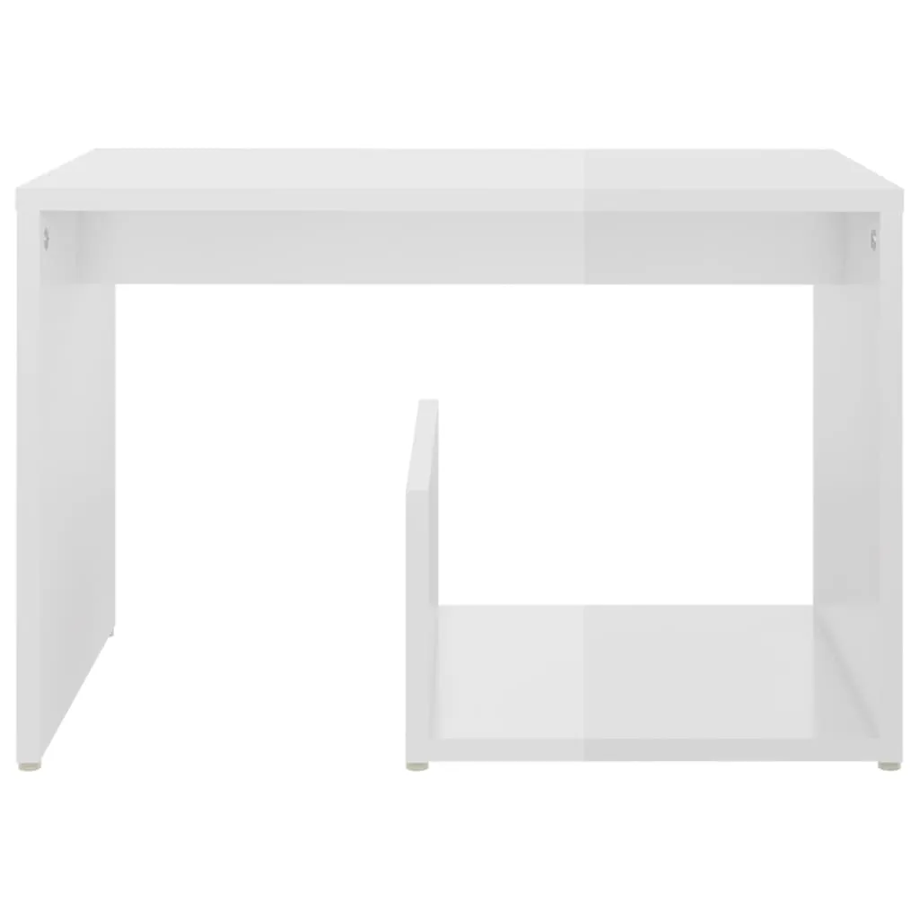 Side Table High Gloss White 59x36x38 cm Engineered Wood