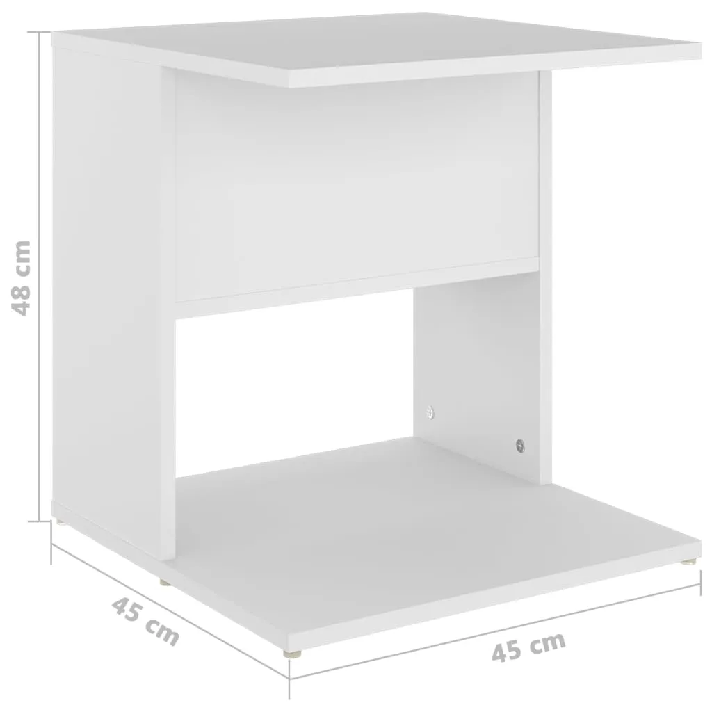 Side Table White 45x45x48 cm Chipboard