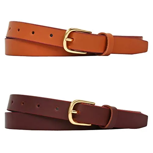 SIDEWOK Combo of Plain Casual Sleek Belts For Women/Girls (Brown & Tan)(SDWK-GLBL-07-08)