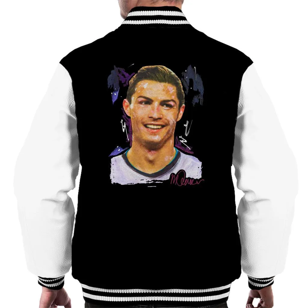 Sidney Maurer Original Portrait Of Cristiano Ronaldo Closeup Men's Varsity Jacket