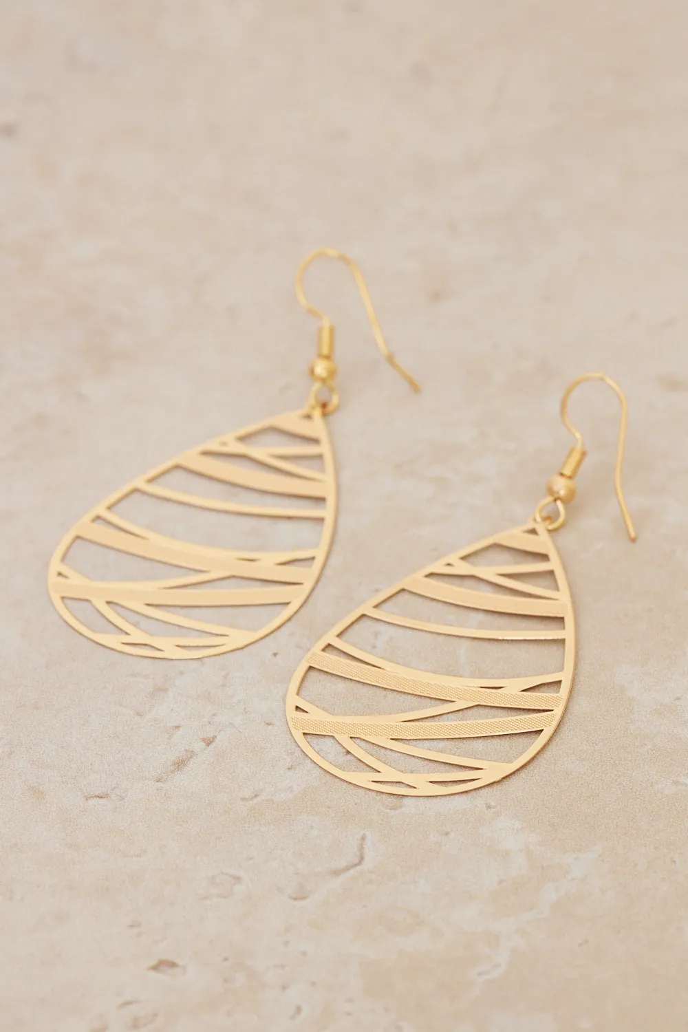 Sienna Cut-Out Teardrop Earrings - Gold