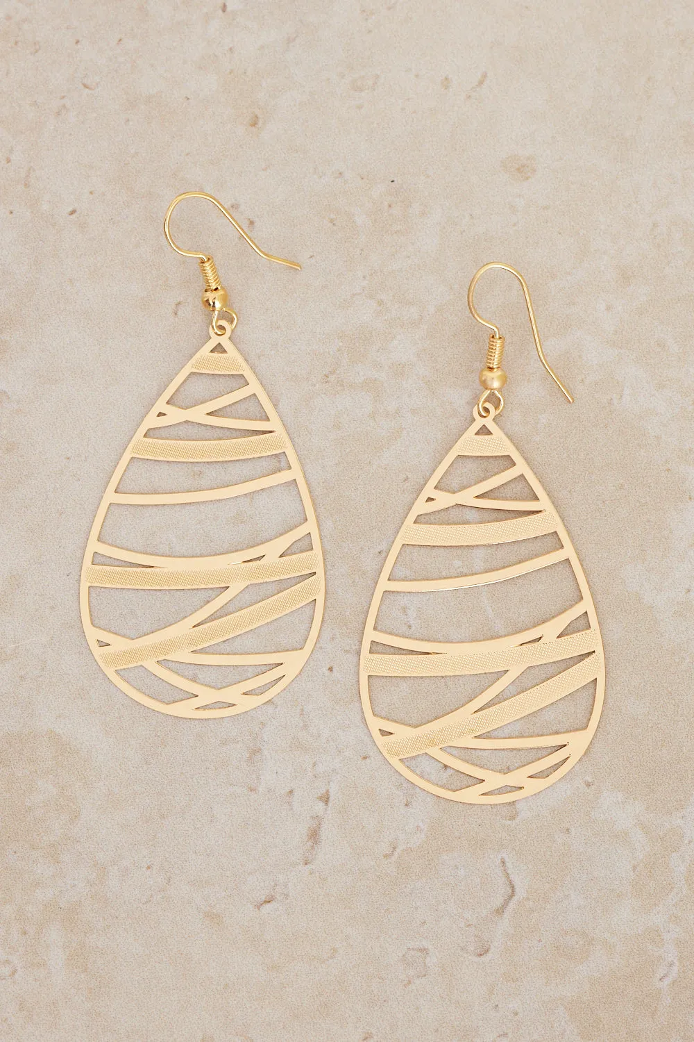 Sienna Cut-Out Teardrop Earrings - Gold