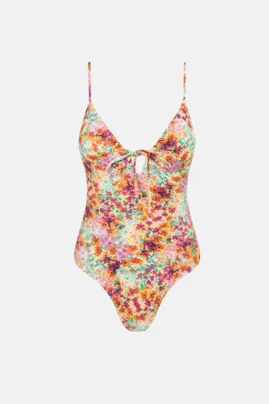 Sierra Floral Tie Front One Piece Orange