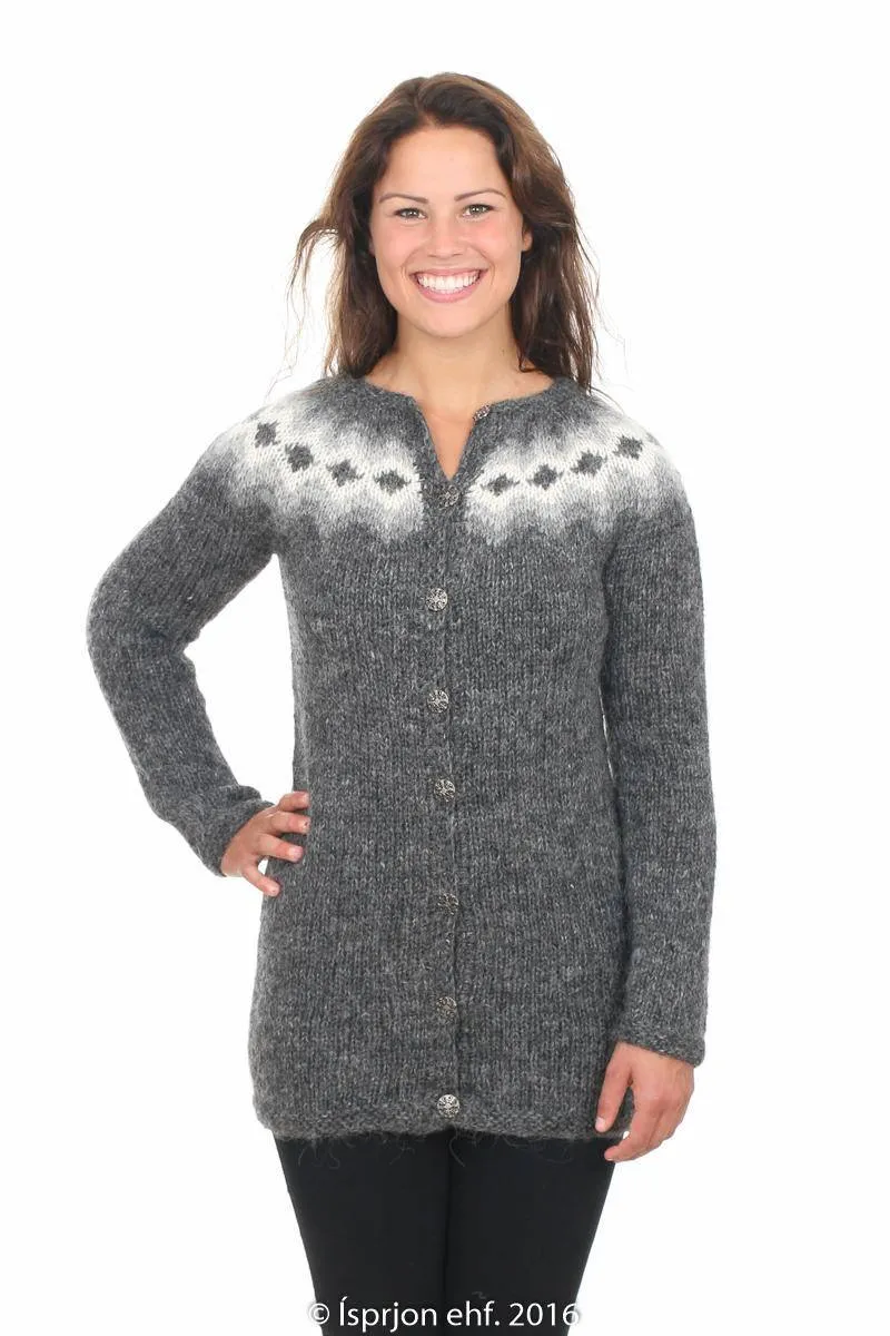 Sif - Icelandic Wool Cardigan - Dark Grey