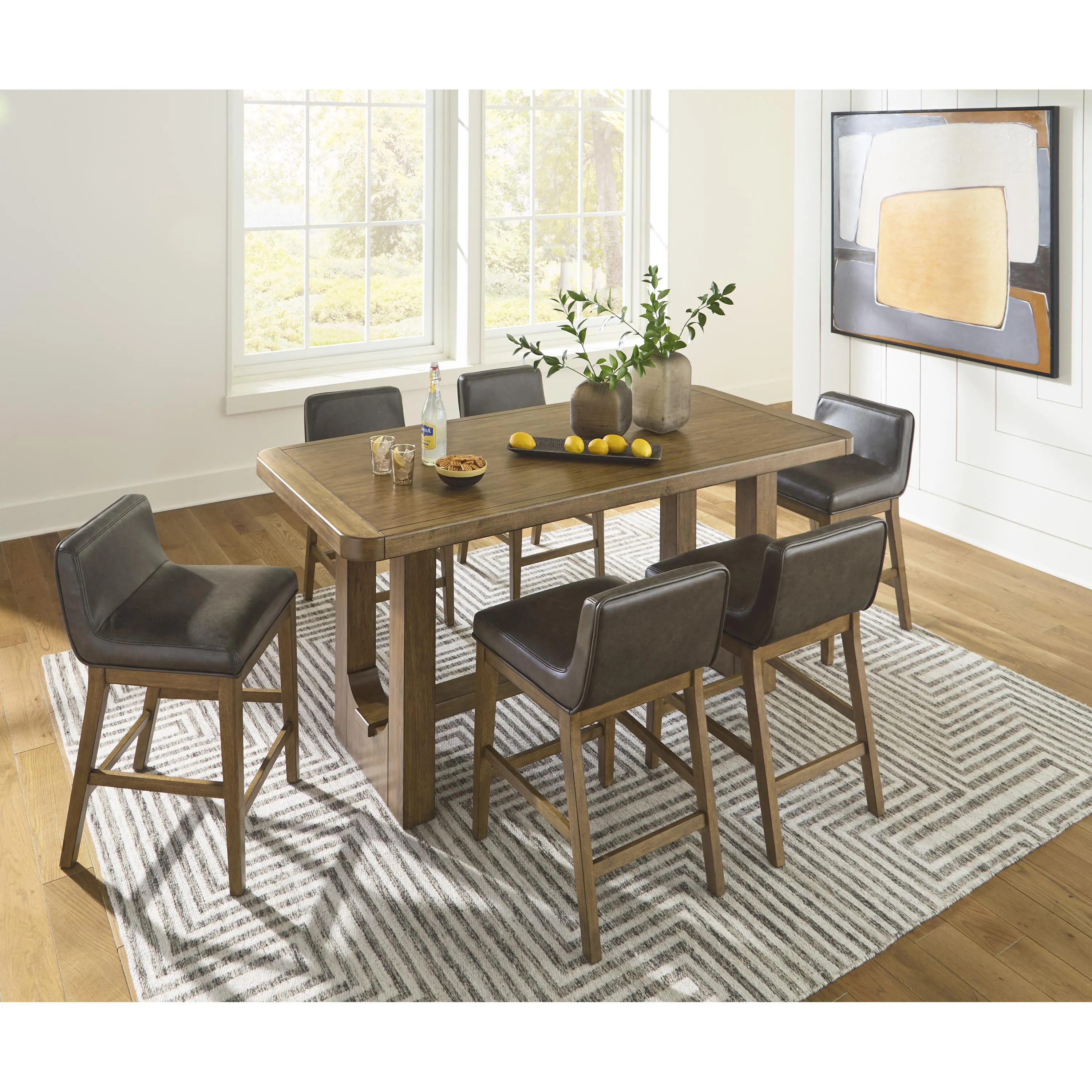 Signature Design by Ashley Cabalynn Counter Height Dining Table with Trestle Base D974-13