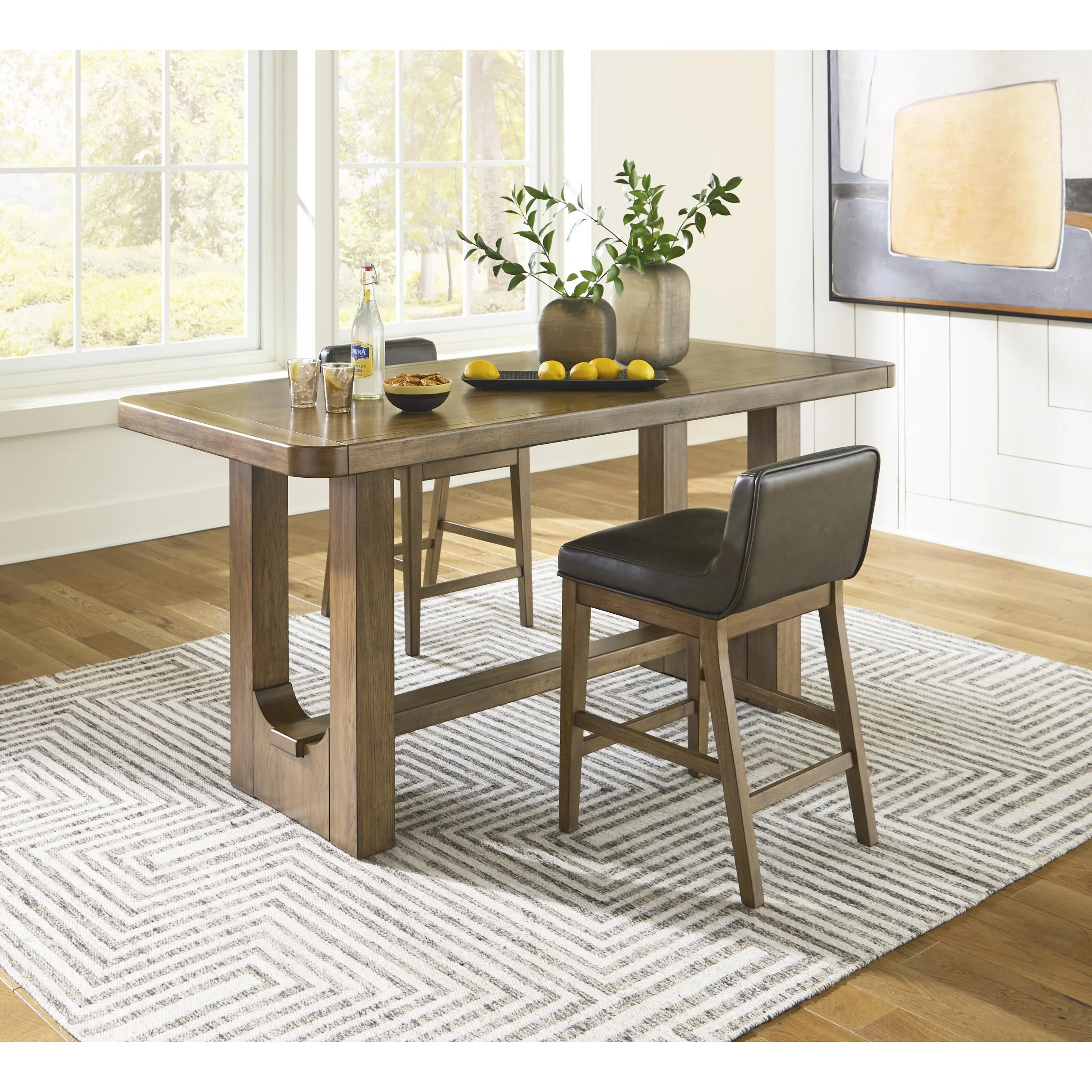 Signature Design by Ashley Cabalynn Counter Height Dining Table with Trestle Base D974-13