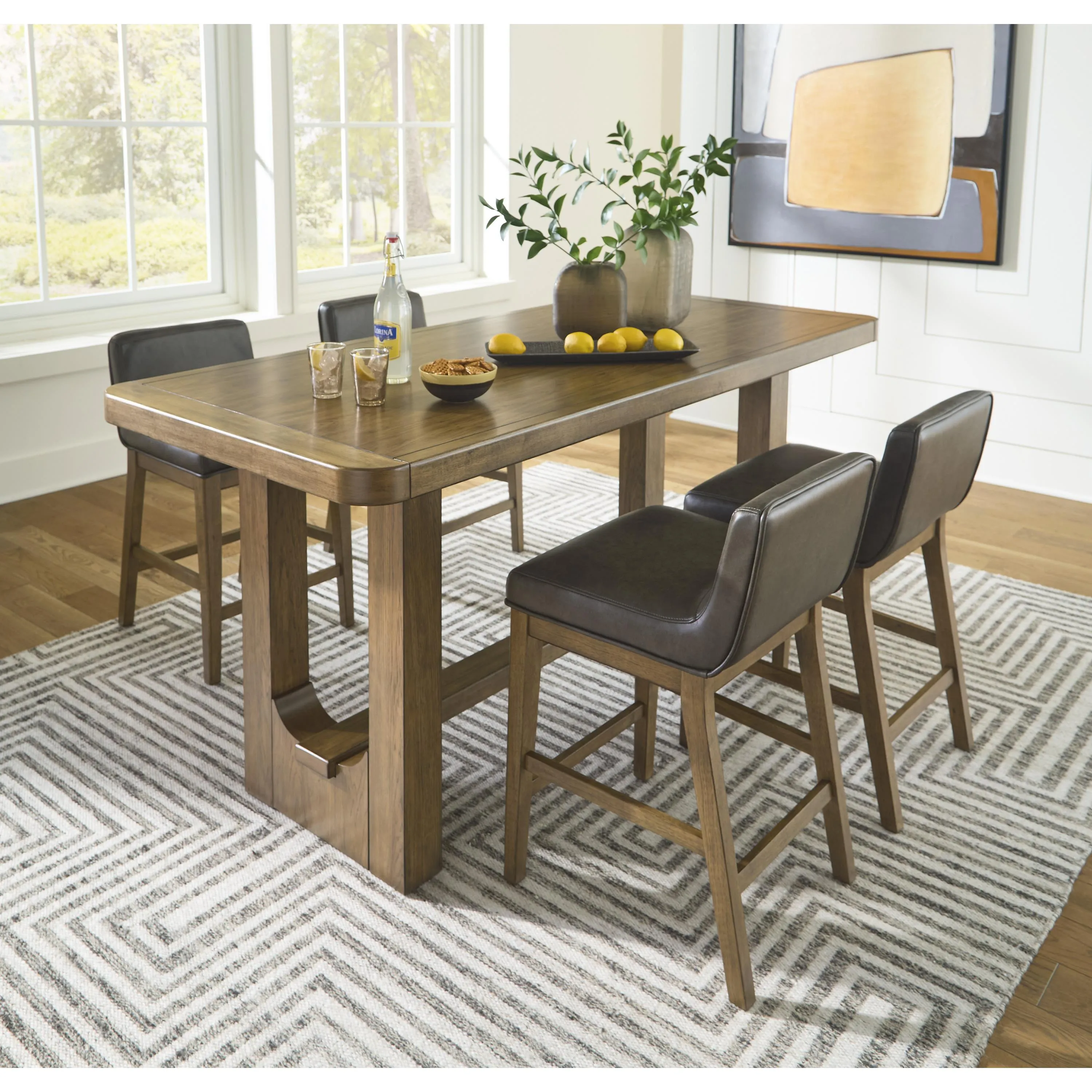 Signature Design by Ashley Cabalynn Counter Height Dining Table with Trestle Base D974-13