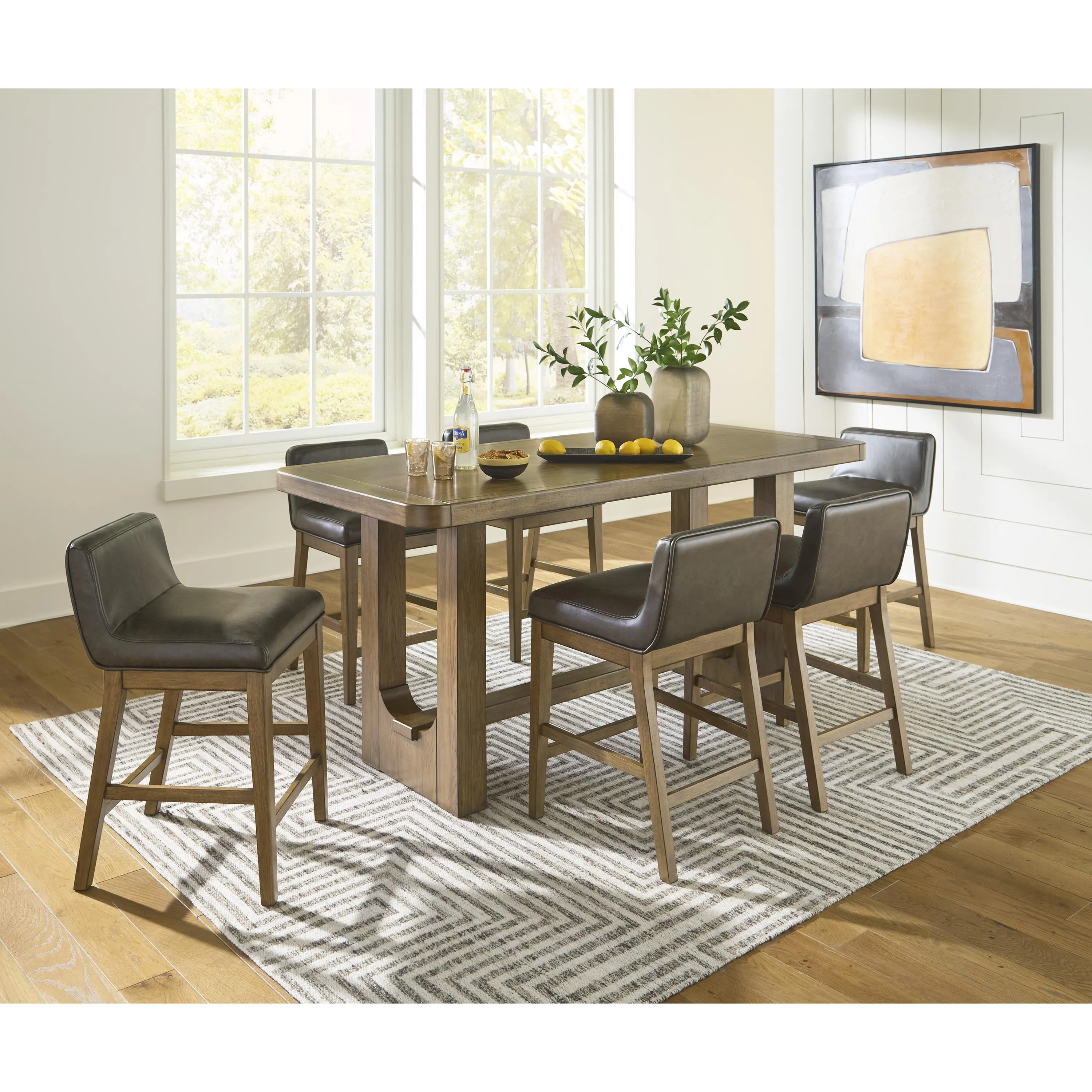 Signature Design by Ashley Cabalynn Counter Height Dining Table with Trestle Base D974-13