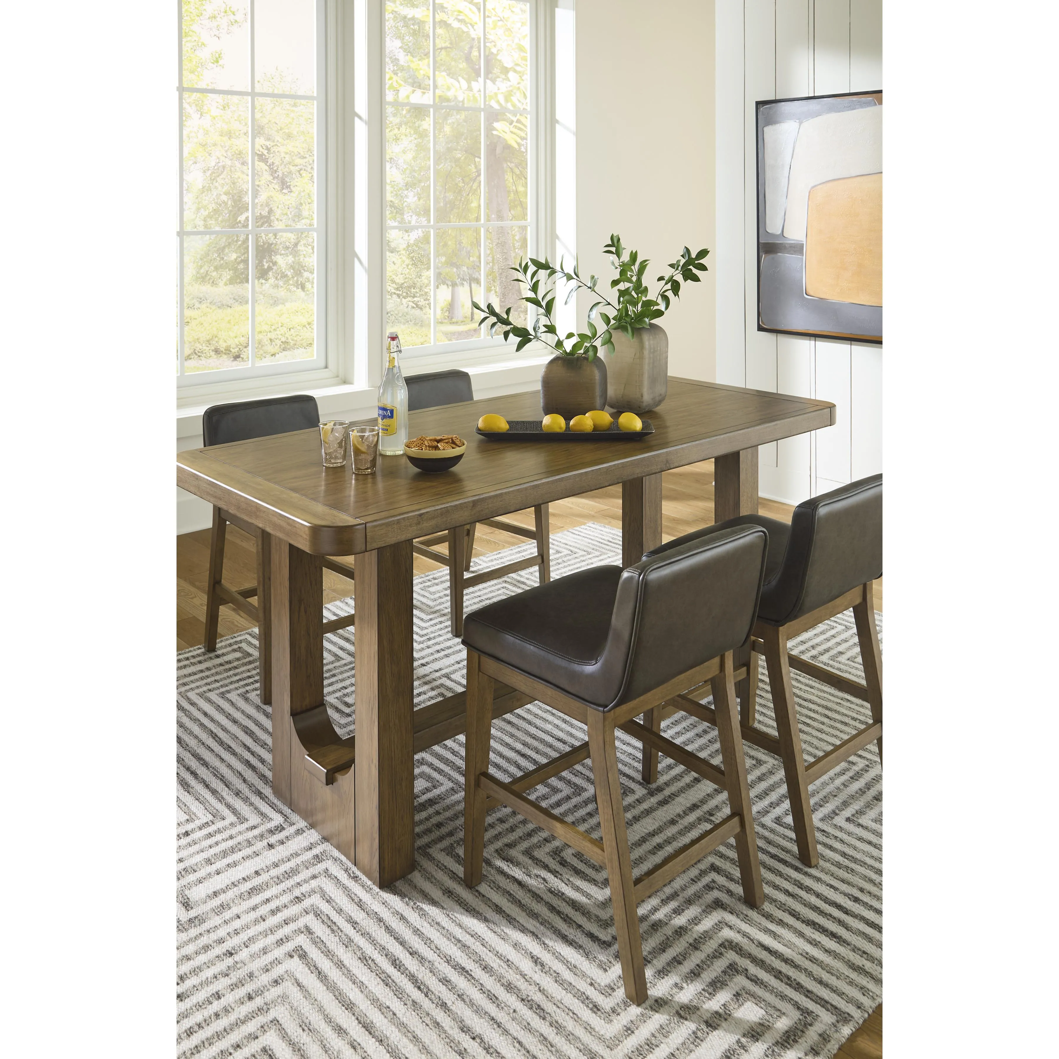 Signature Design by Ashley Cabalynn Counter Height Dining Table with Trestle Base D974-13