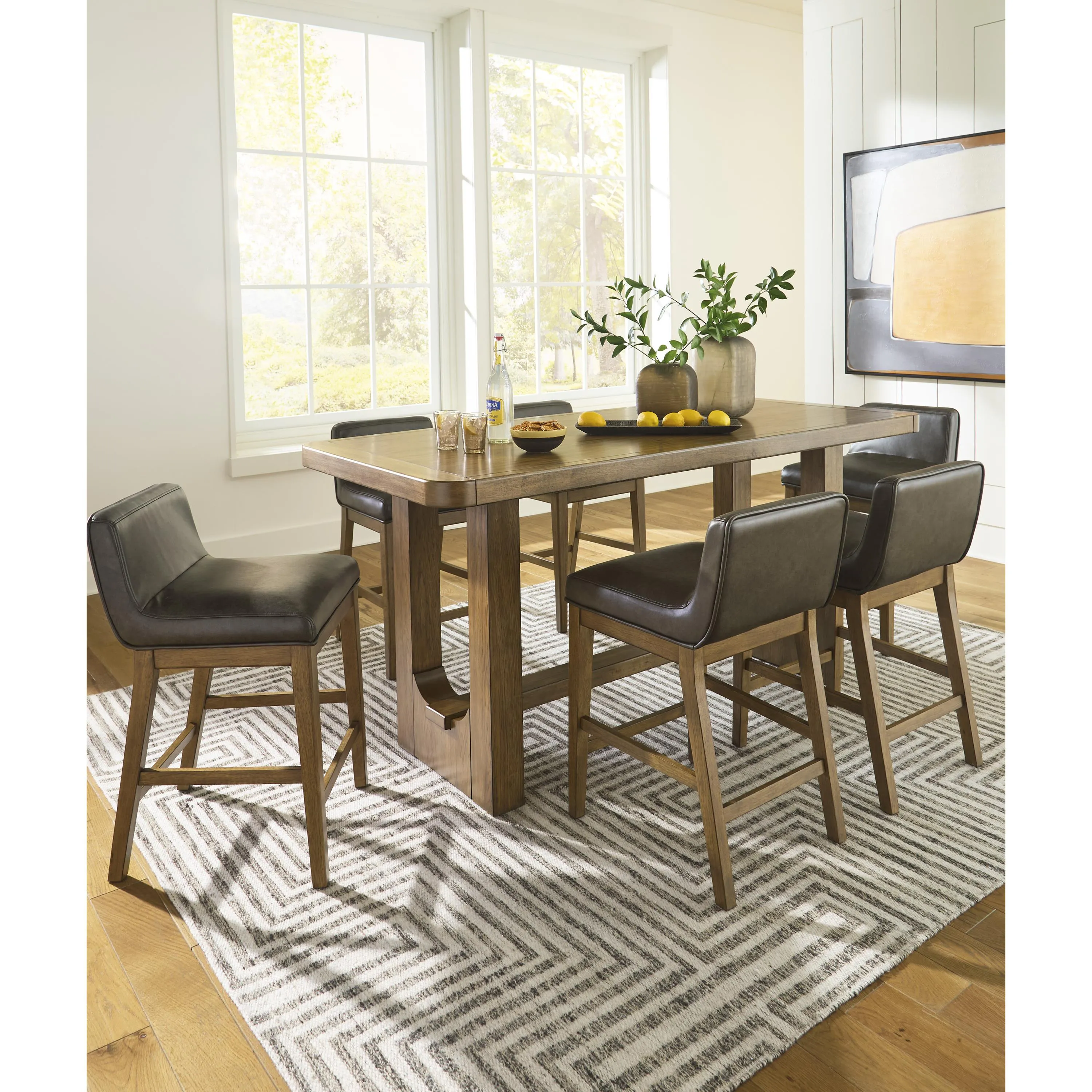 Signature Design by Ashley Cabalynn Counter Height Dining Table with Trestle Base D974-13