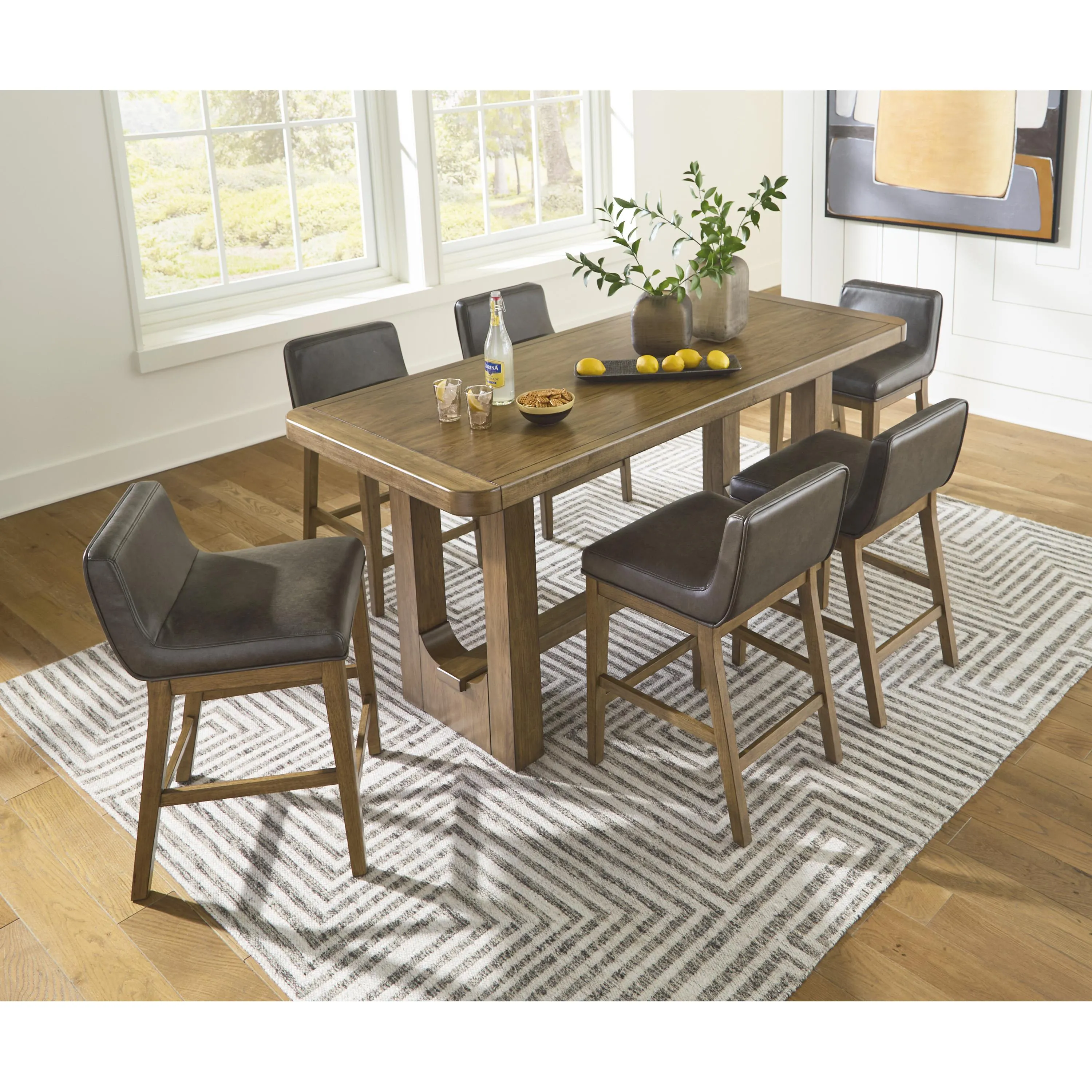 Signature Design by Ashley Cabalynn Counter Height Dining Table with Trestle Base D974-13