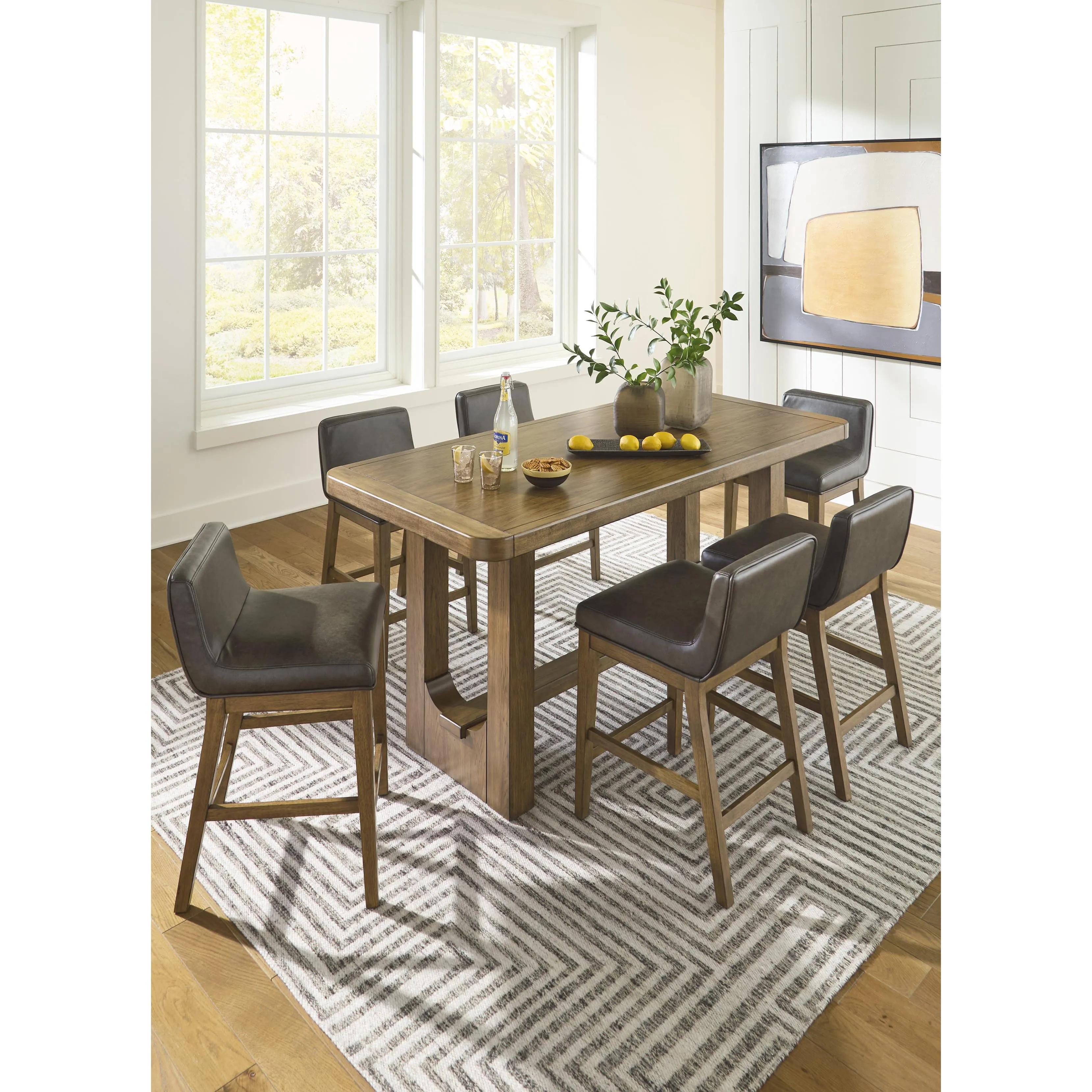 Signature Design by Ashley Cabalynn Counter Height Dining Table with Trestle Base D974-13