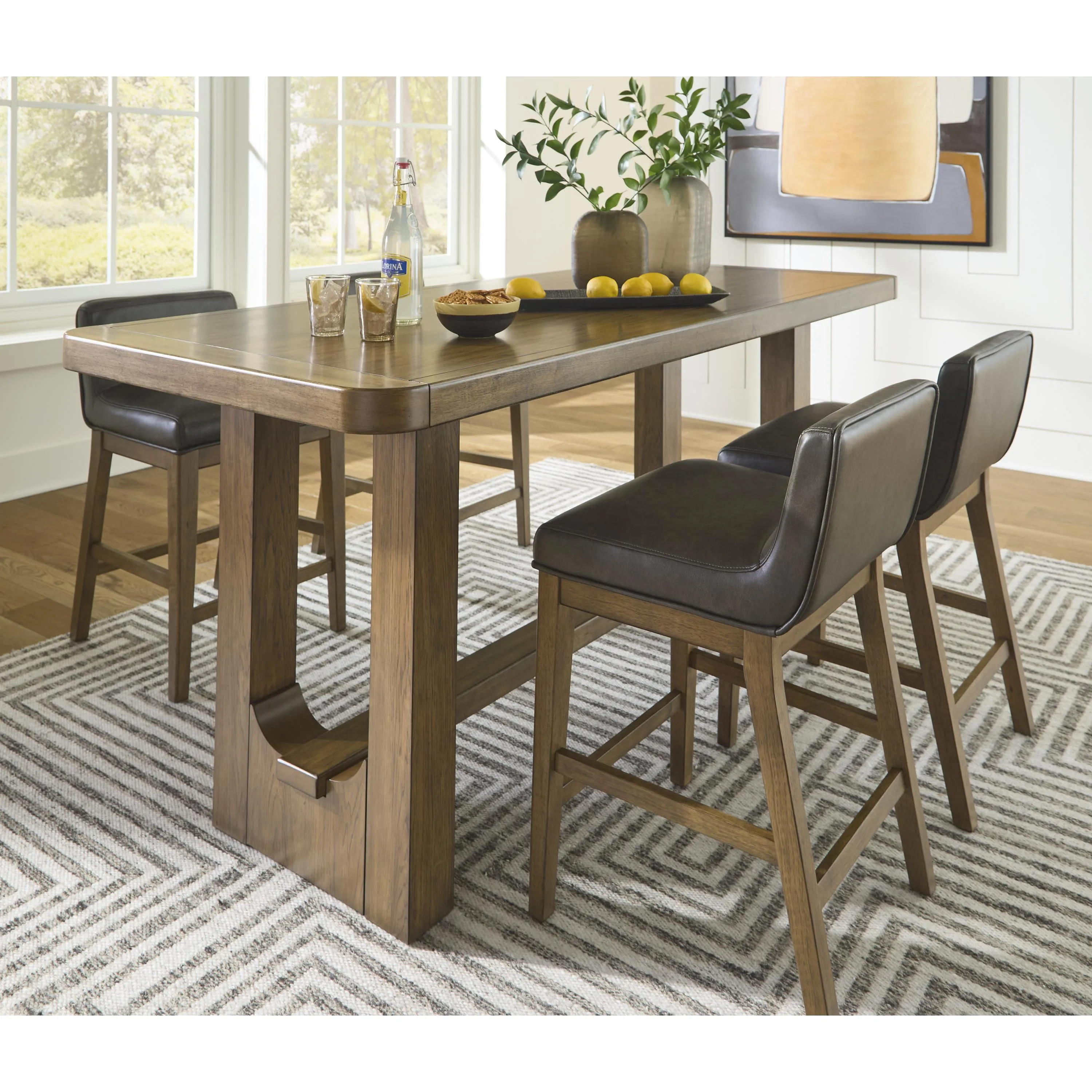 Signature Design by Ashley Cabalynn Counter Height Dining Table with Trestle Base D974-13