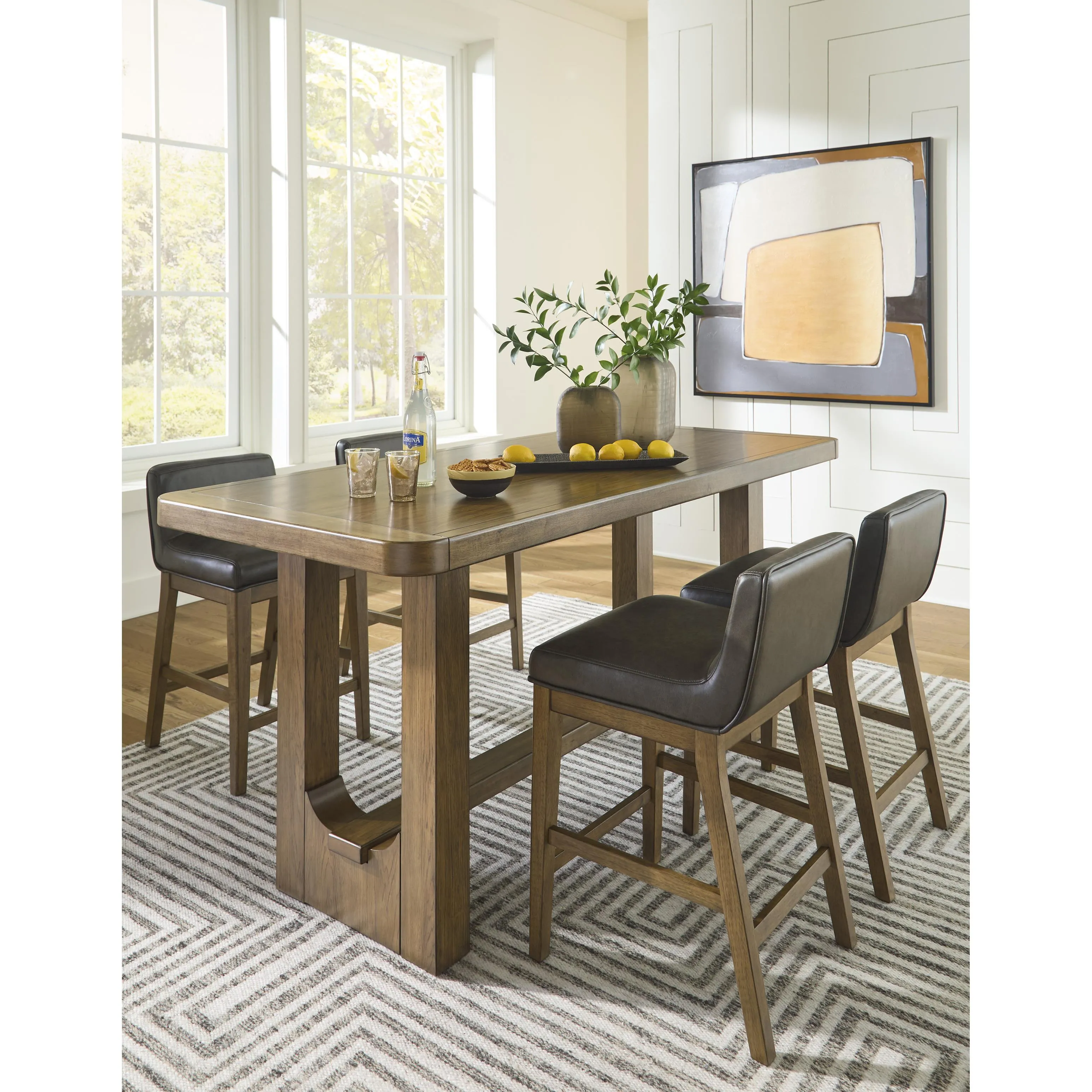 Signature Design by Ashley Cabalynn Counter Height Dining Table with Trestle Base D974-13