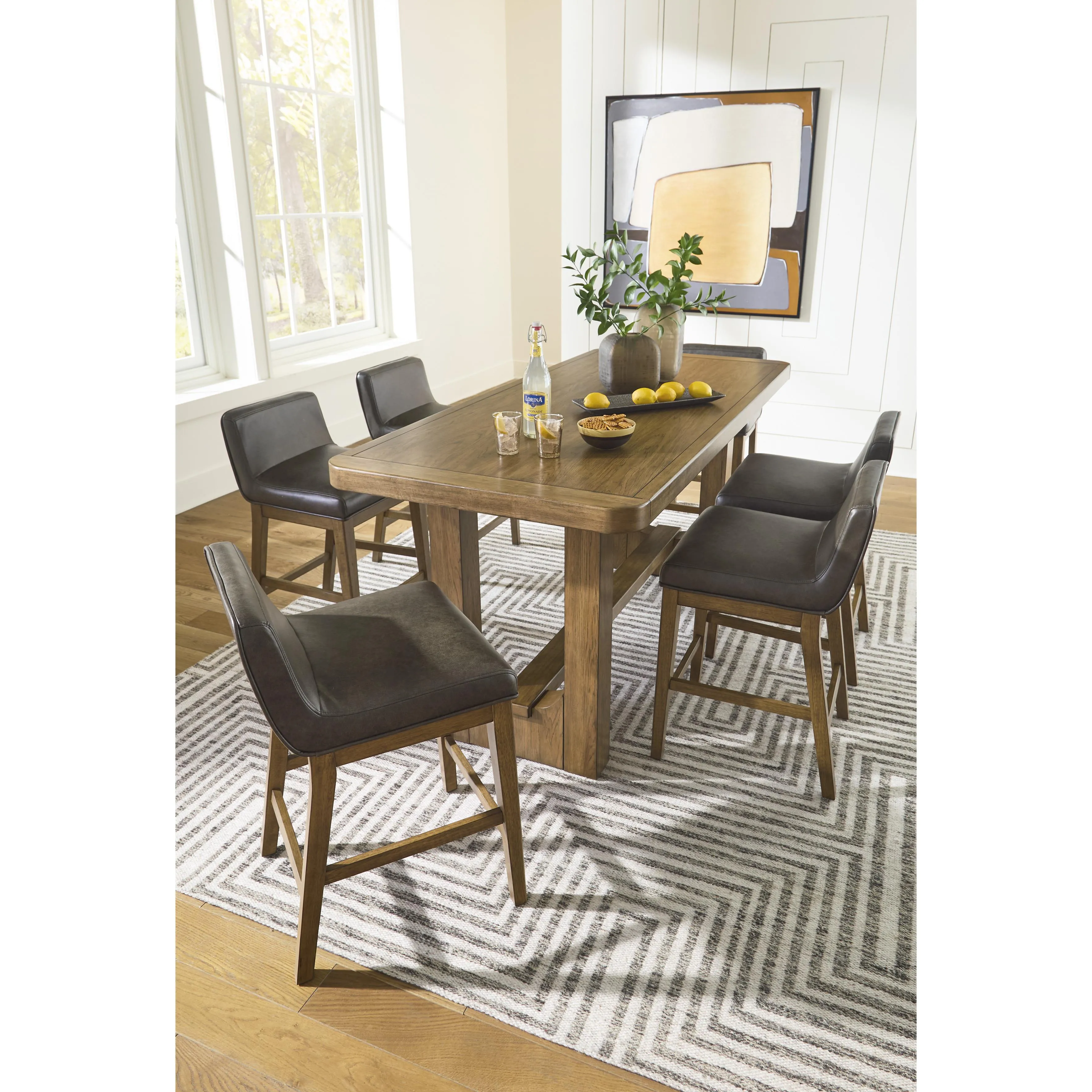 Signature Design by Ashley Cabalynn Counter Height Dining Table with Trestle Base D974-13