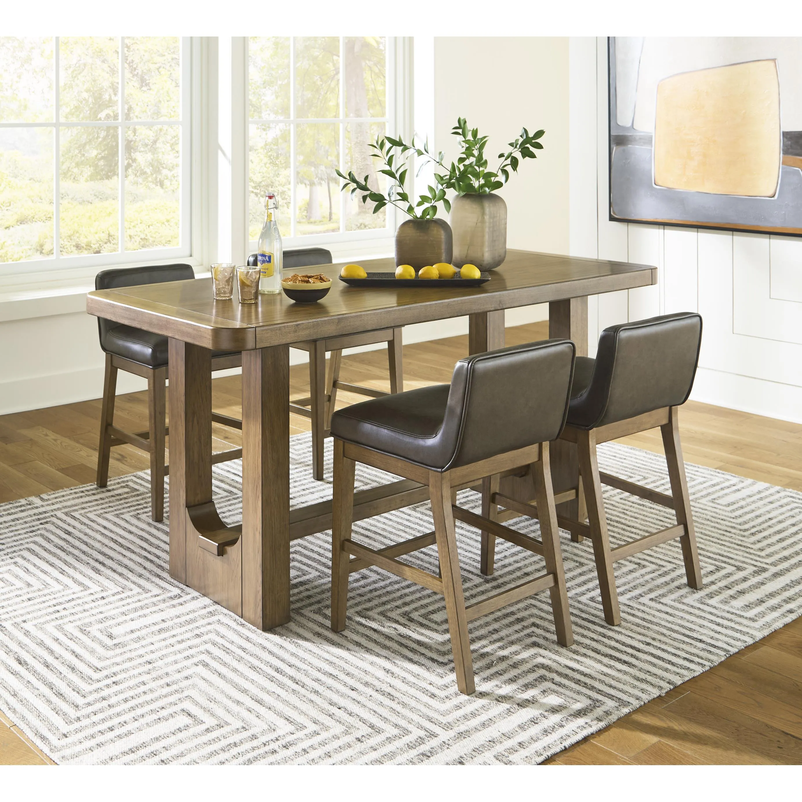 Signature Design by Ashley Cabalynn Counter Height Dining Table with Trestle Base D974-13