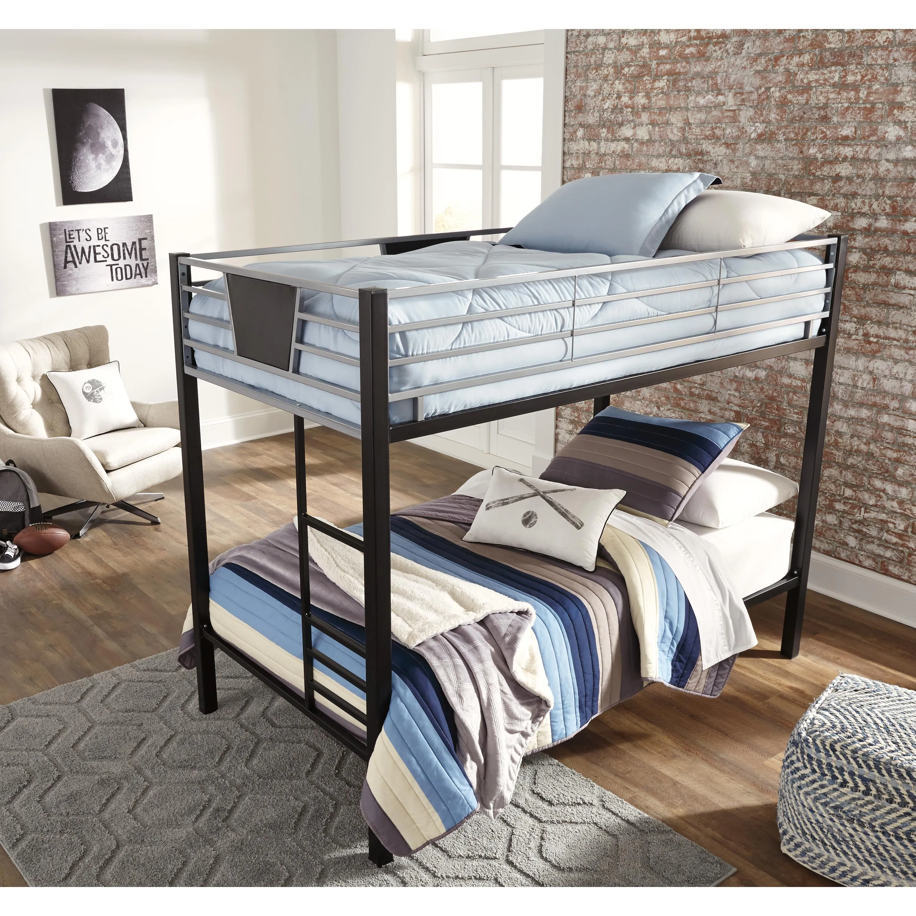 Signature Design by Ashley Dinsmore B106B8 Twin over Twin Bunk Bed with 2 Mattresses