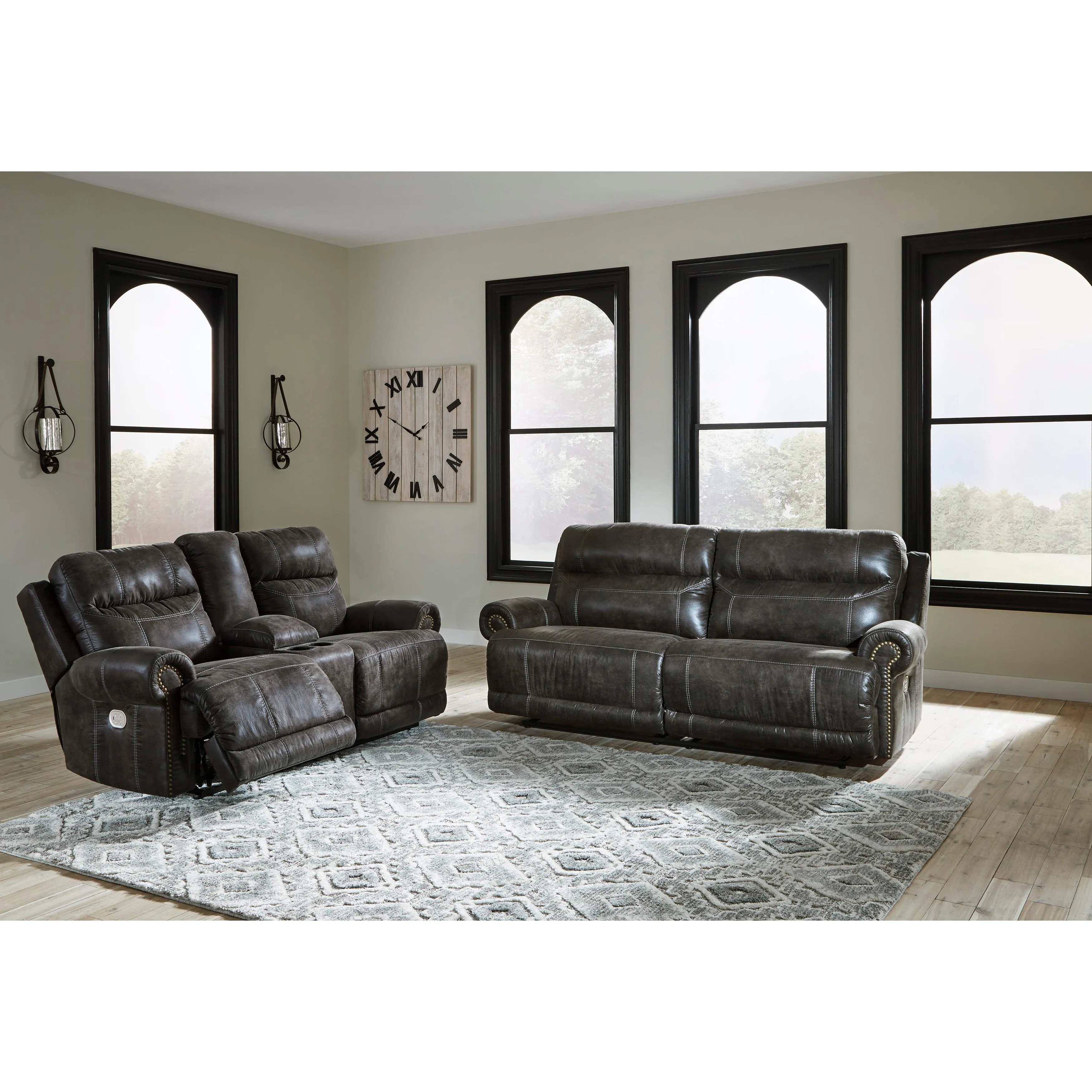 Signature Design by Ashley Grearview Power Reclining Leather Look Sofa 6500547