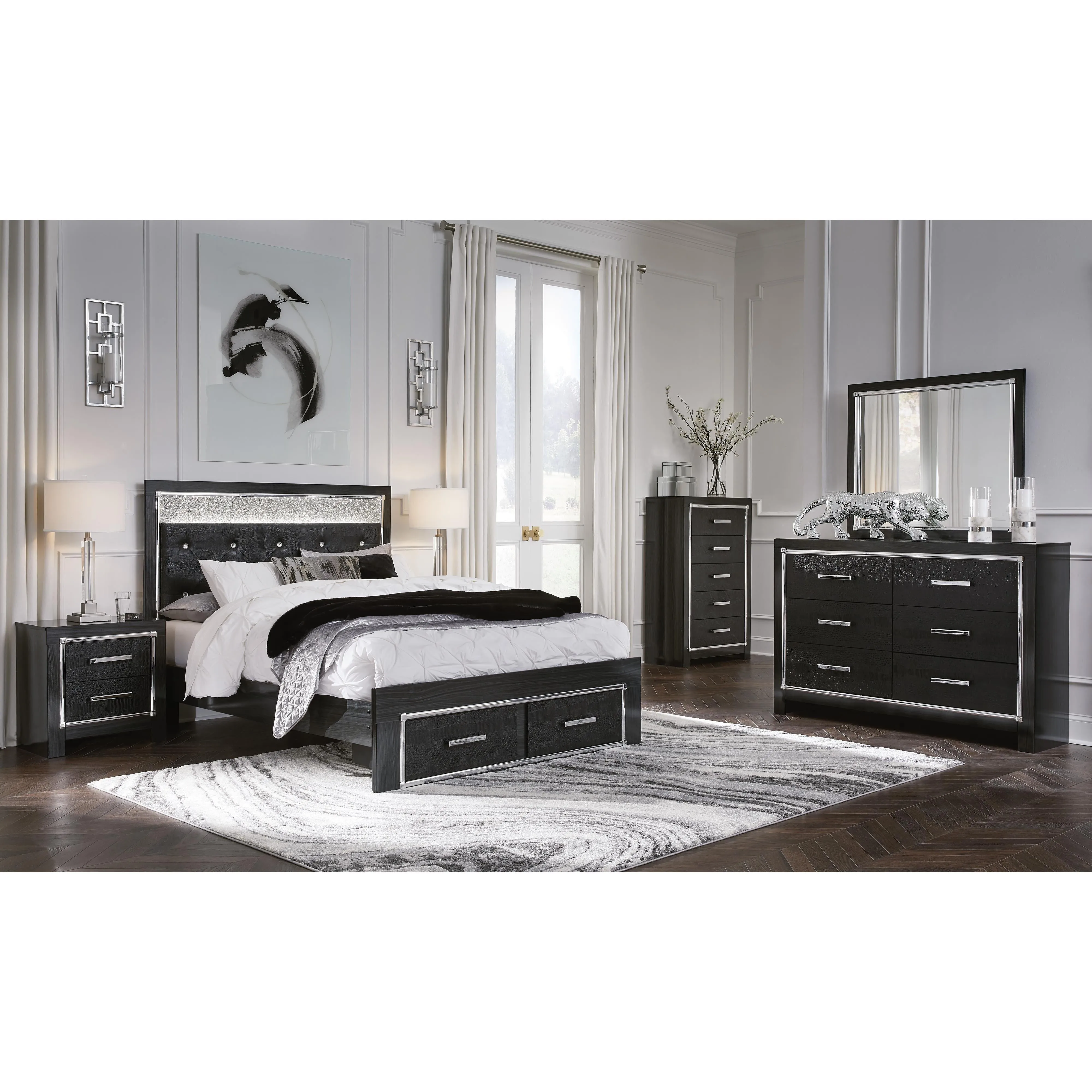 Signature Design by Ashley Kaydell Queen Upholstered Panel Bed with Storage B1420-157/B1420-54S/B1420-96