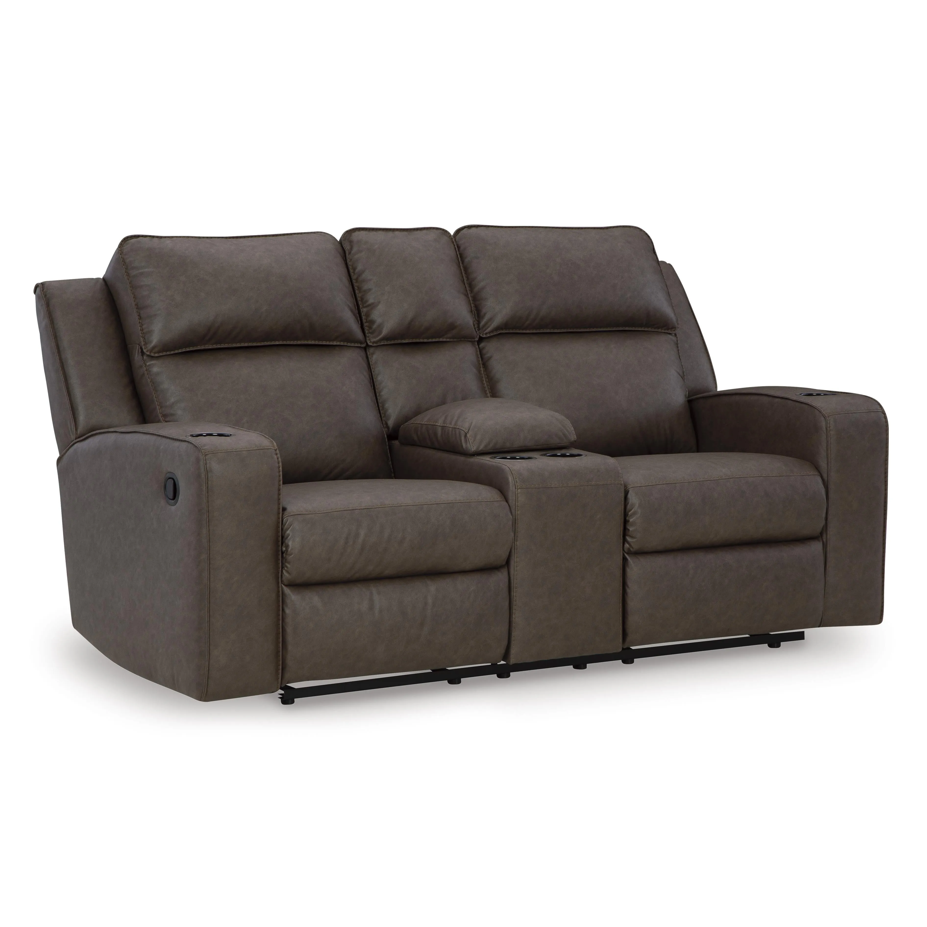 Signature Design by Ashley Lavenhorne Reclining Leather Look Loveseat with Console 6330694